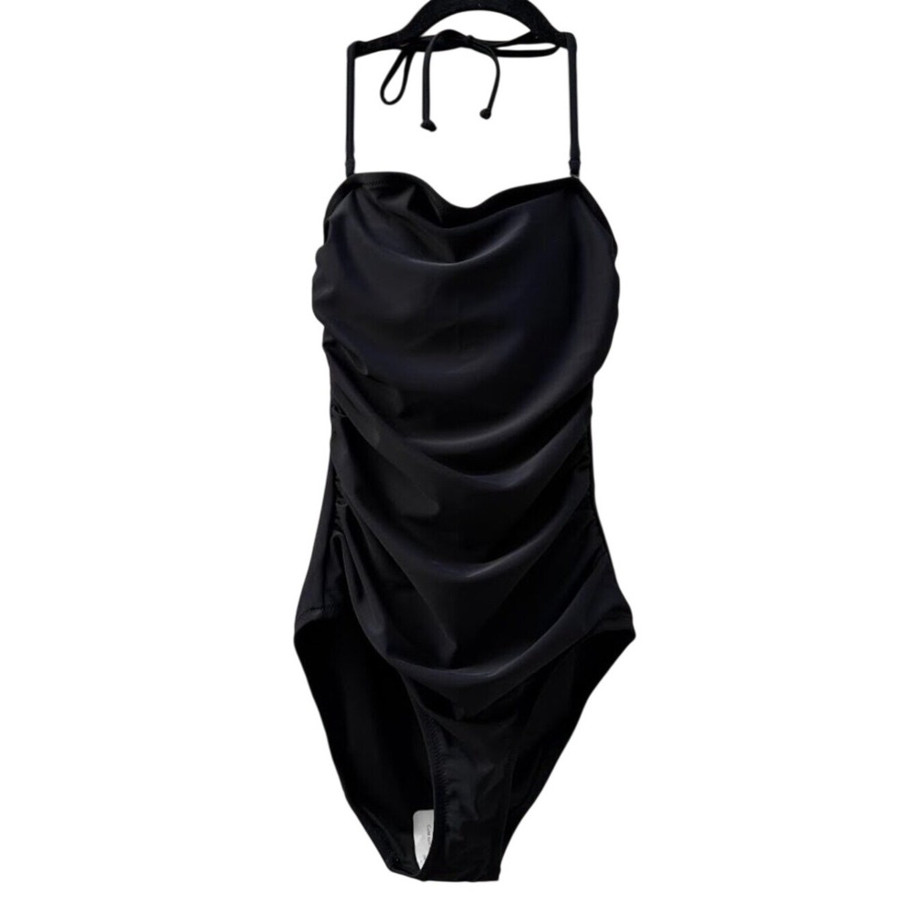J.Crew Black Ruched One-Piece Swimsuit Strapless/Halter Size XS NWT
